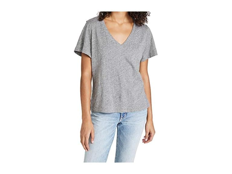 Madewell Women (M) Whisper Cotton V-neck Tee Iron - Image 1