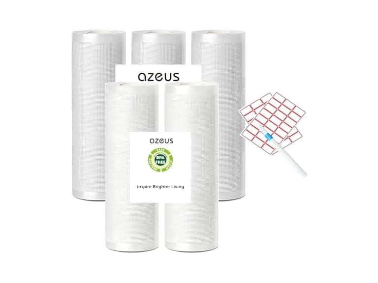 AZEUS Vacuum Sealer Bag Rolls with Labels & Marker, 2 Rolls - Image 1
