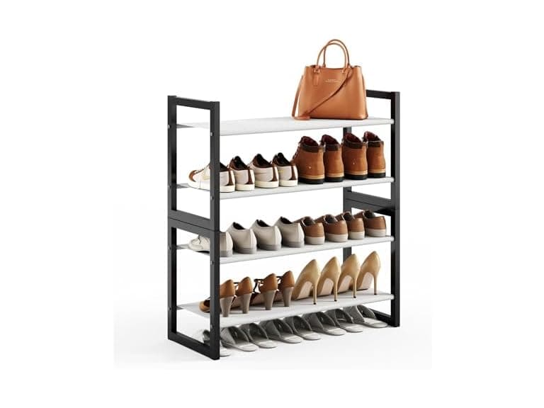 4-Tier Stackable Shoe Rack 11.8in Black - Image 1