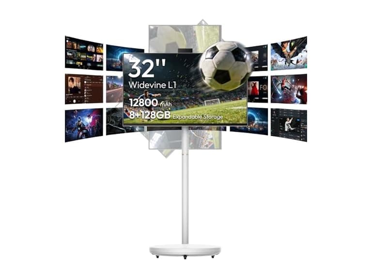 32" Portable Smart TV on Wheels - Image 1