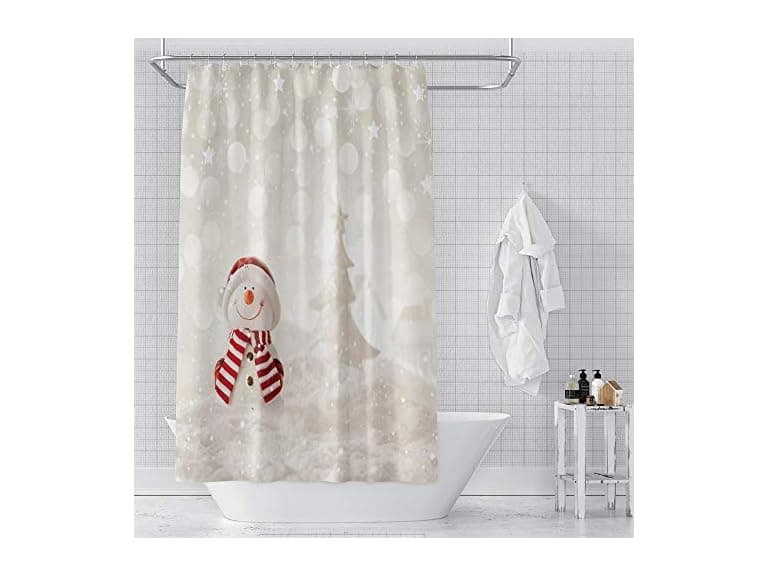 OERJU Winter Shower Curtain Snowman - Image 1