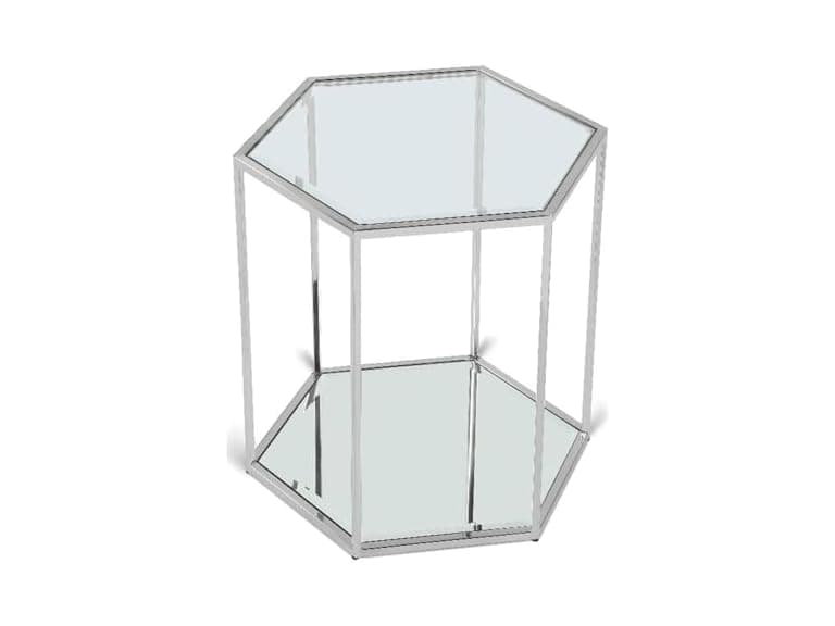 Sei Chrome Glass & Steel End/Side Table - Image 1