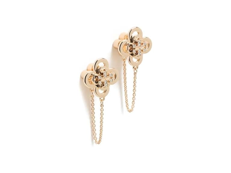 Tory Burch Kira Clover Front Back Stud Earrings - Image 1