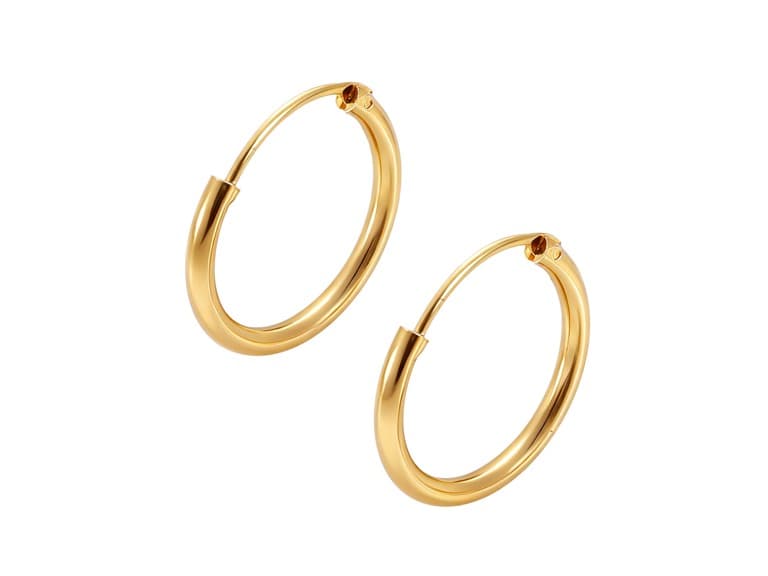 14K Gold Plated Hoop Earrings 6mm - Image 1