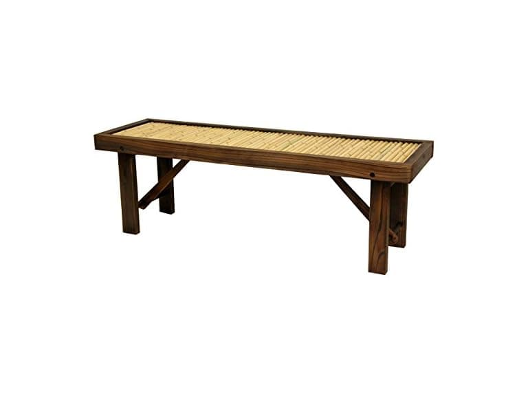 Red Lantern Japanese Bamboo Bench - Image 1