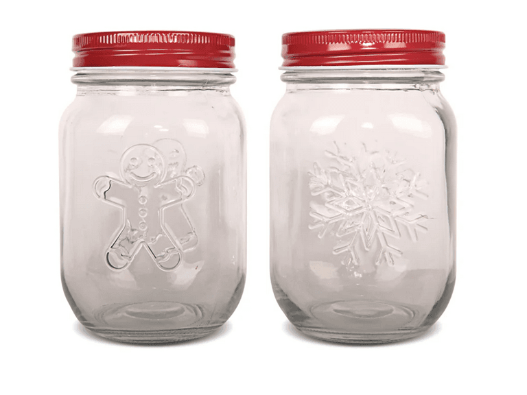 Art+Cook 2 Pack Embossed Holiday Mason Jars - Image 1