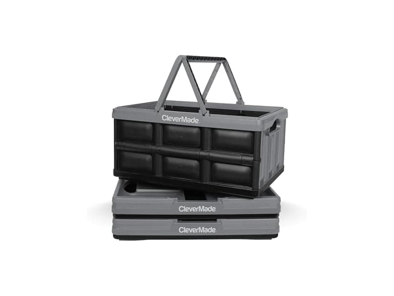 CleverMade Collapsible Shopping Basket 32L, 3 Pack - Image 1