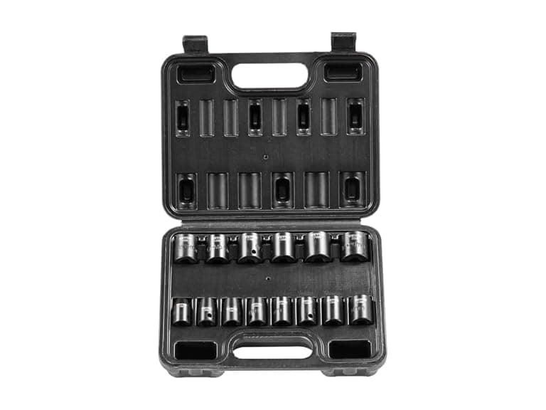VEVOR 3/8" Drive Impact 14 Piece Shallow Socket Set Metric - Image 1