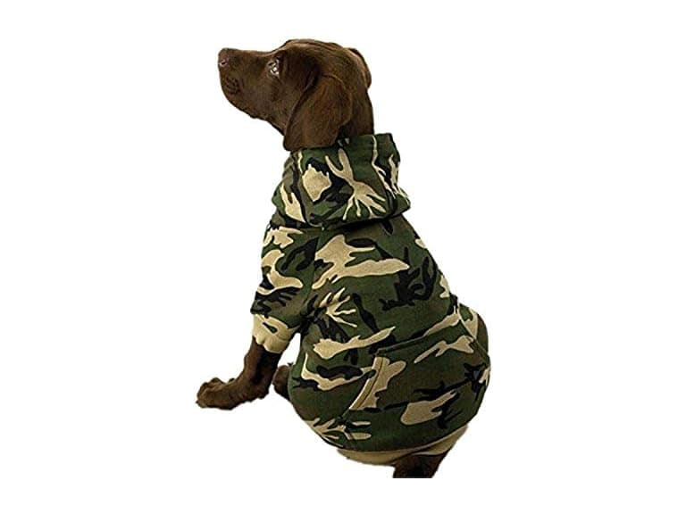 Camo Hoodie for Dogs, 17" Large, Green - Image 1