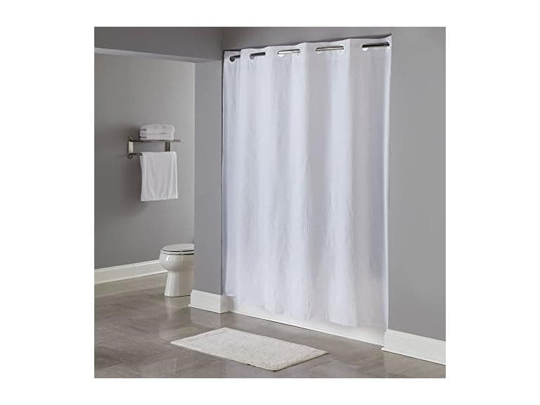 Hookless Vinyl Shower Curt - White Pin Dot - Image 1