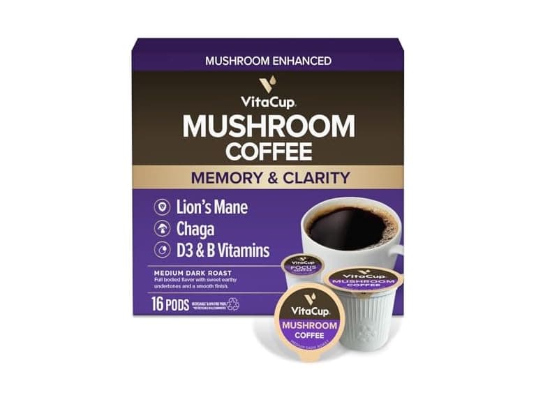 16CT VitaCup Mushroom Coffee Pods, Boost Focus - Image 1