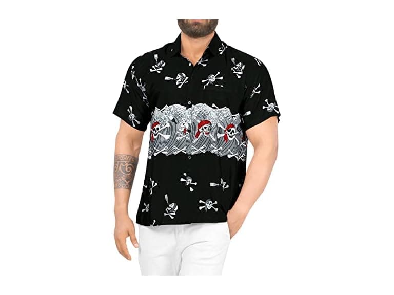 LA Leela Men (S) Halloween Hawaiian Short Shirts - Image 1