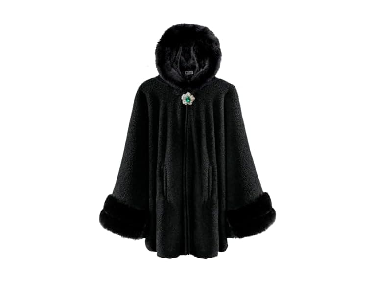 Dahlia Women (L) Winter Poncho Cape Faux Fleece - Image 1