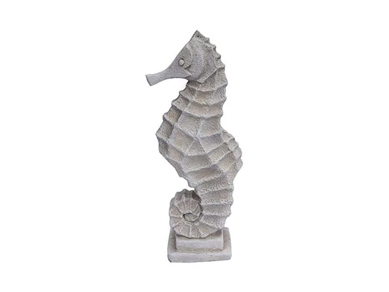 16.5" Coldcast Sea Horse, Antique White - Image 1