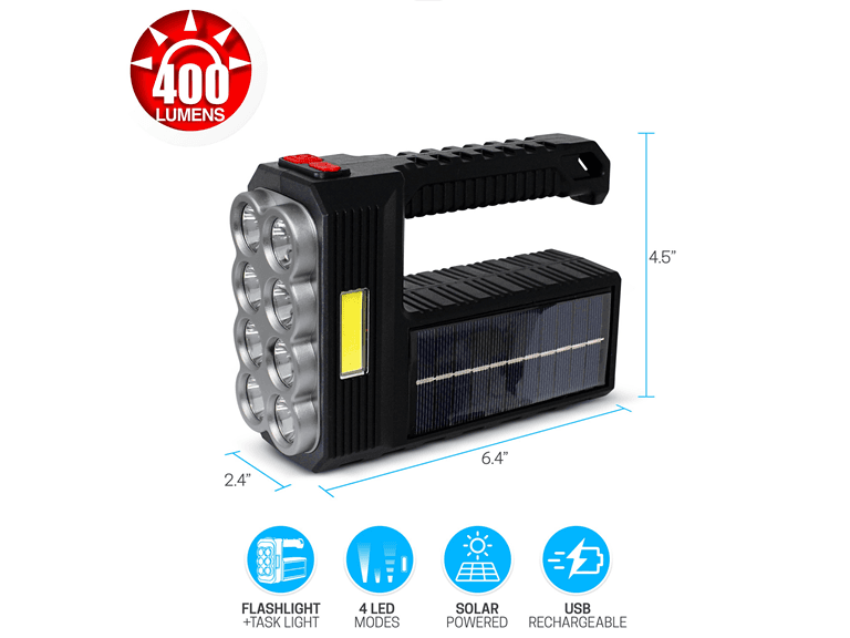 Adurance 2-in-1 Tactical Solar Rechargeable Flashlight & Task Light - Image 1