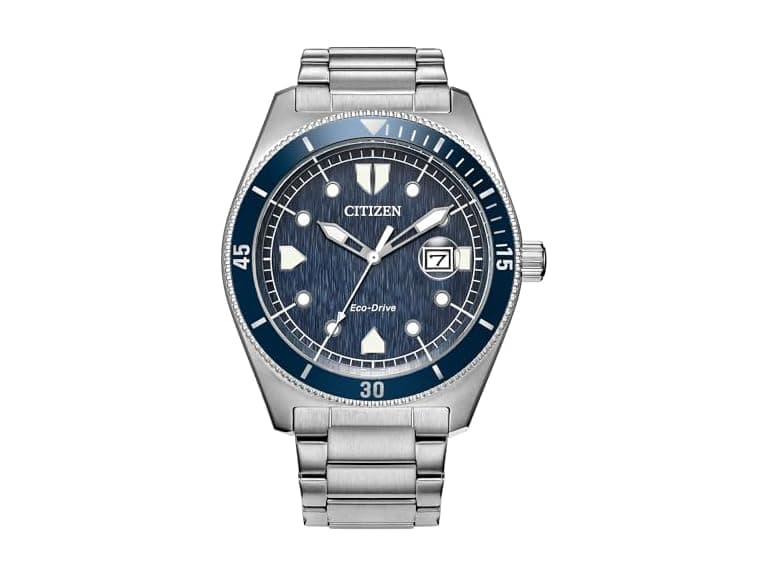 Citizen Men Force Silver-Tone Bracelet and Blue Di - Image 1