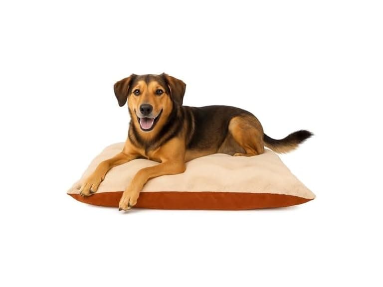 Furhaven Large Plush & Twill High-Loft Pillow Pet Bed, Spice - Image 1