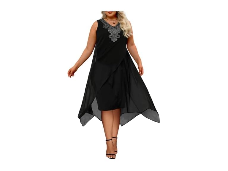 Ocstrade Women (XL) Chiffon Loose Dress Black - Image 1