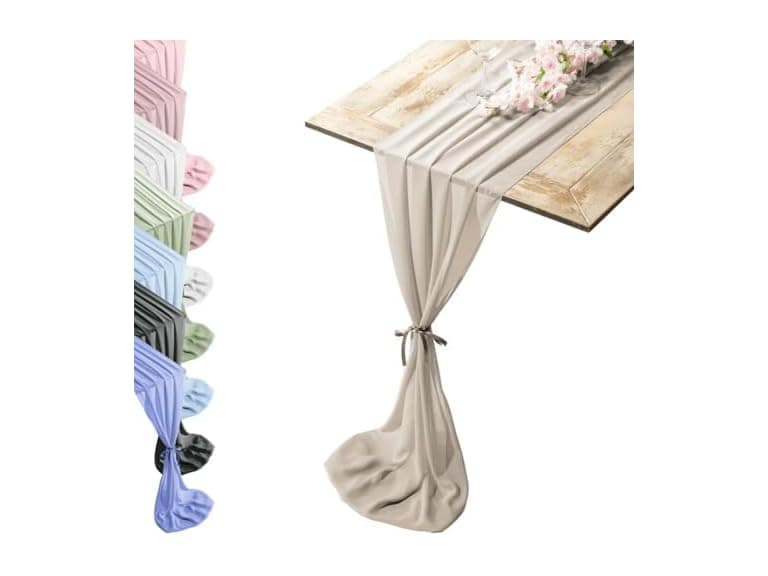 RCZ Décor Silky Touch Chiffon Table Set Beige - Image 1