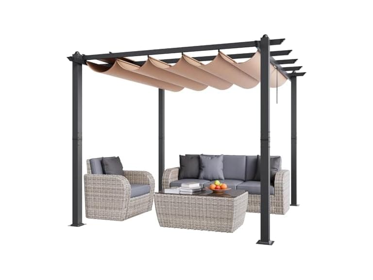 VEVOR 10'x10' Outdoor Retractable Pergola with Canopy - Image 1