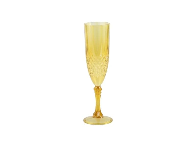 Fun Express 9 8 oz. Gold Patterned Reusable Plastic Flutes - Image 1