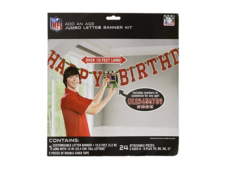 Adorable Multi-Color NFL Drive Add-An-Age Letter Banner - Image 1