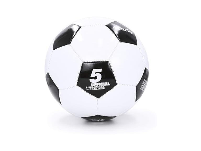 Aoneky White/Black Soccer Ball with Pump - Image 1
