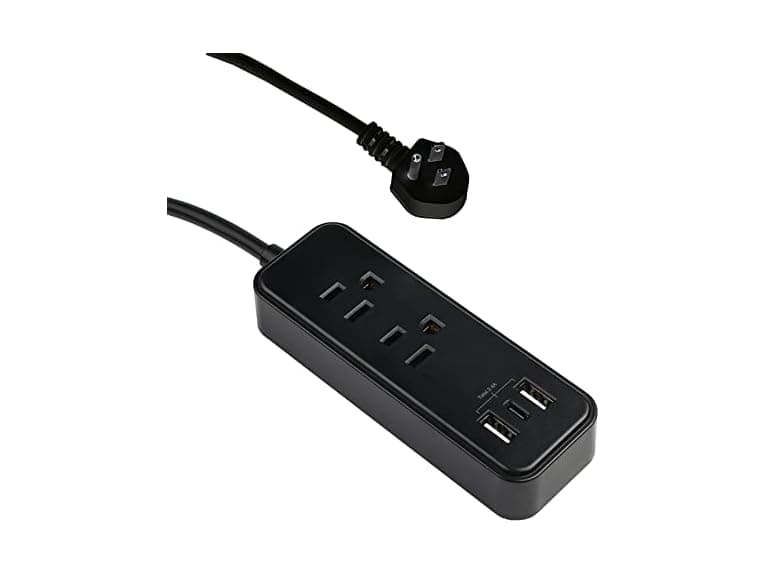 Clear Power 6FT 2-Outlet Power Strip with 3 USB Ports(1 USB-C), Flat Plug - Image 1