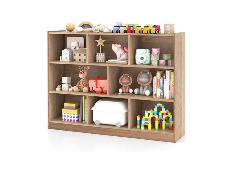 HOMGX Kids Montessori Shelf, 8-Cube Wooden Organizer - Image 1