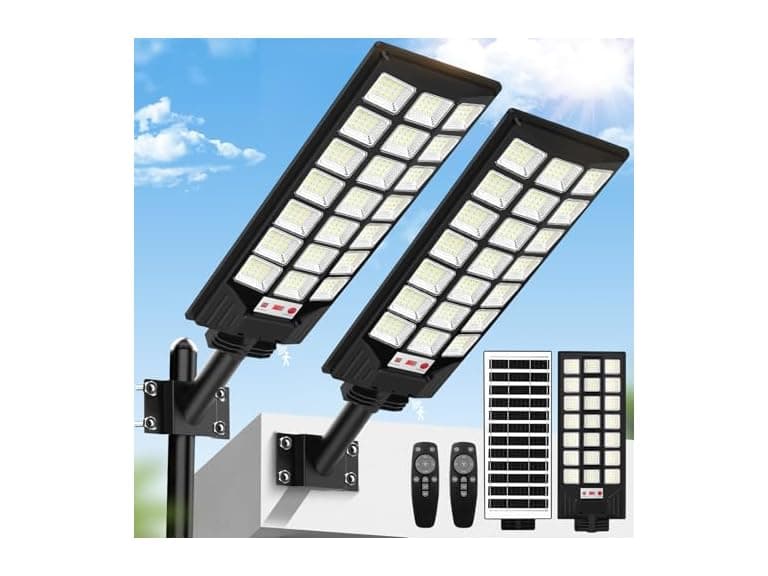 Brightever 2-Pack Solar Street Lights Outdoor, 8500K Waterproof - Image 1