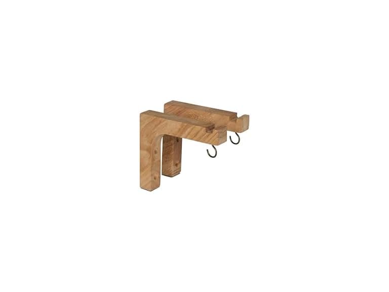 Acacia Wood Hanging Brackets with Dual Hooks, 2-Pack - Image 1