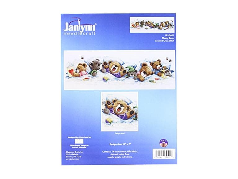 Janlynn 14 Count Sleepy Bears Counted Cross Stitch Kit - Image 1