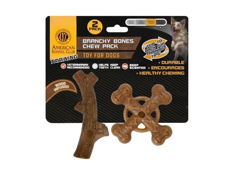AKC 2 Pack Training Dog Chew Toy, Wood-Infused - Image 1