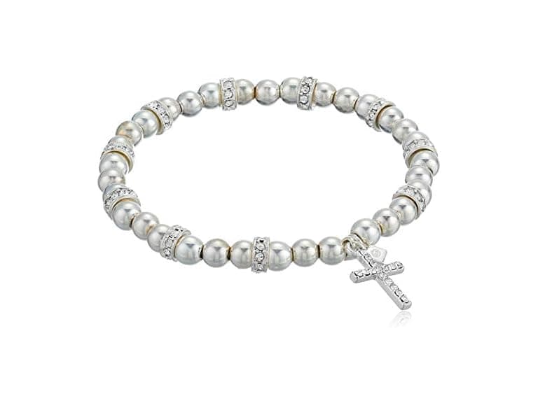 Nine West Silver Women's Cross Stretch Bangle - Image 1