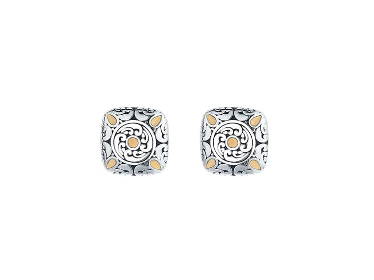 Silver Two Tone Artisan Stud Earring - Image 1