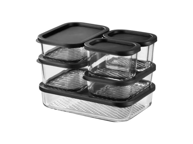 EATEX 6 Pack Glass Meal Prep Containers with Grooved Base - Image 1