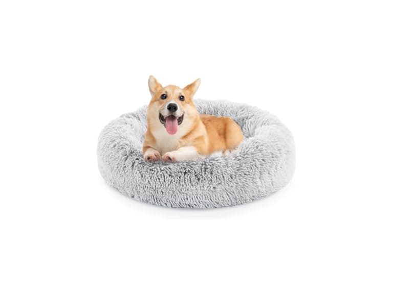 FluffyDream 30 inch Donut Bed - Calming Dog Bed, Grey - Image 1