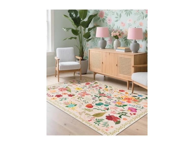 Boho Washable Area Rug 4x6 - Image 1