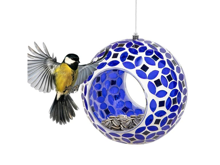 Sunnydaze 6" Lavender Mosaic Bird Feeder - Image 1