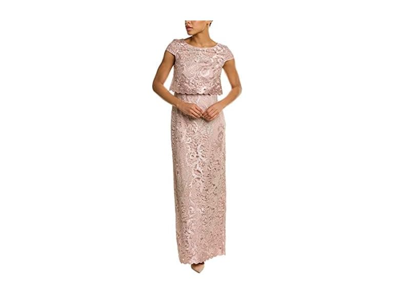 Adrianna Papell (4) Embroidered Lace Pop Dusty - Image 1