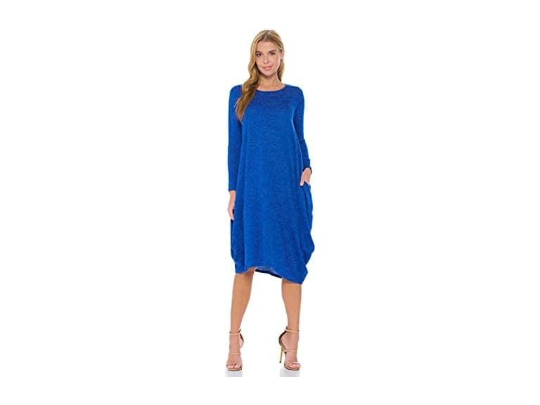 12 Ami (S) Asymmetrical Heathered Sweater Dress - Image 1