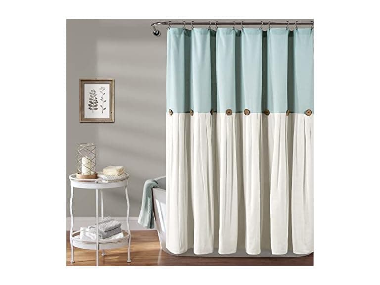 Lush Decor Linen Button Shower Curtain - Image 1