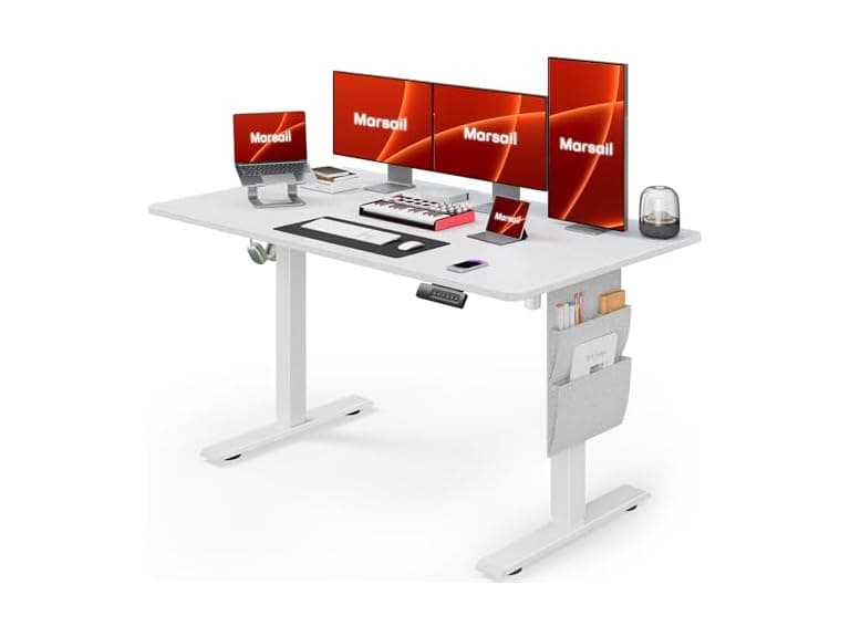 Marsail Standing Office Desk, White, 55x28" - Image 1
