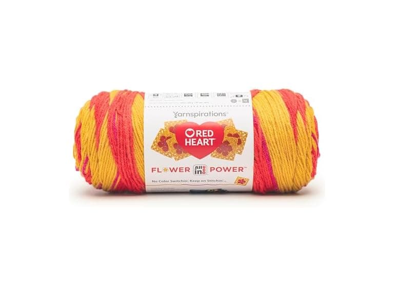 Red Heart All In One Flower Power Yarn, Marigold - Image 1