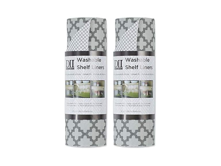 DII Fridge & Shelf Liner 12x20, Gray Lattice, 2 Piece - Image 1