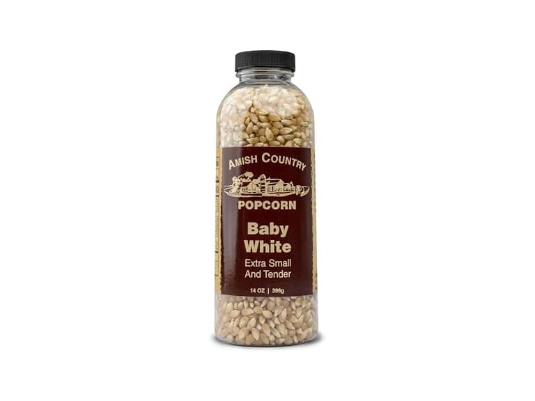 Amish Country Popcorn | 14 oz Bottle | Baby White Popcorn Kernels - Image 1