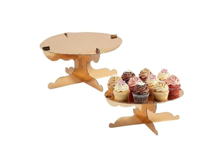 Gold Cardboard Cake Stands - 2 Pieces - Image 1
