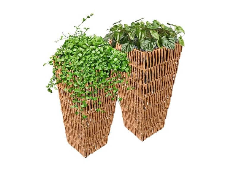 Sunnydaz Decor TAM-376 2 Hyacinth Poly-Wicker Planter - Image 1