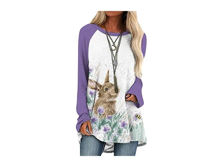Efofei Women (M) Ladies Easter Day Shirts Tops - Image 1