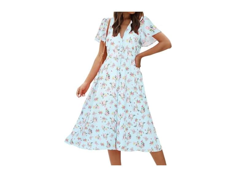 Roylamp Women (M) Button Up Split V Neck Dress - Image 1